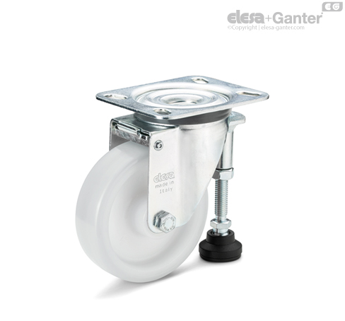Monolithic castor wheels with adjustable feet | Elesa+Ganter